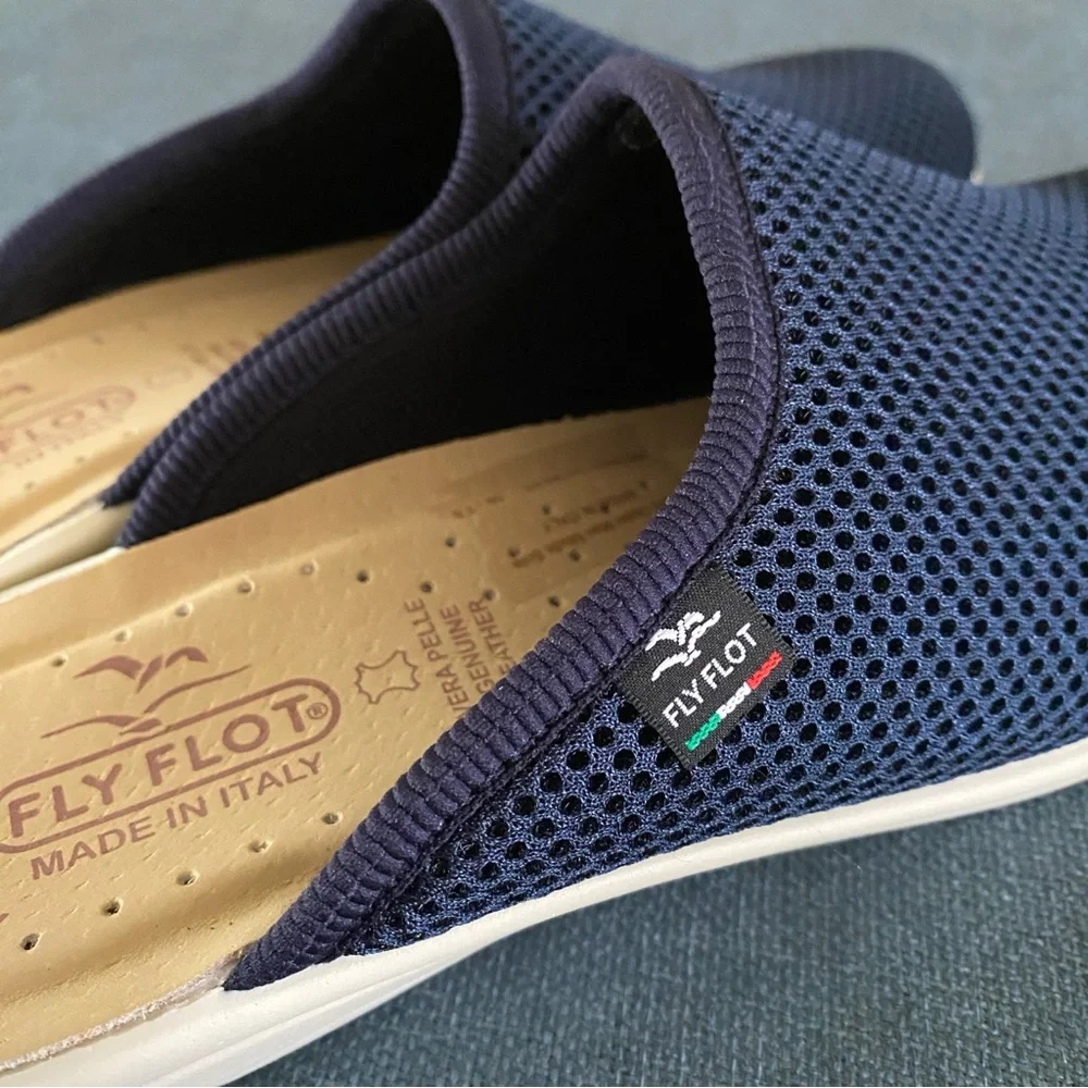 Fly Flot Clog Slip-on Mule Navy Mesh Comfort Anti-shock Anatomic Size US 7.5 - Picture 1 of 11